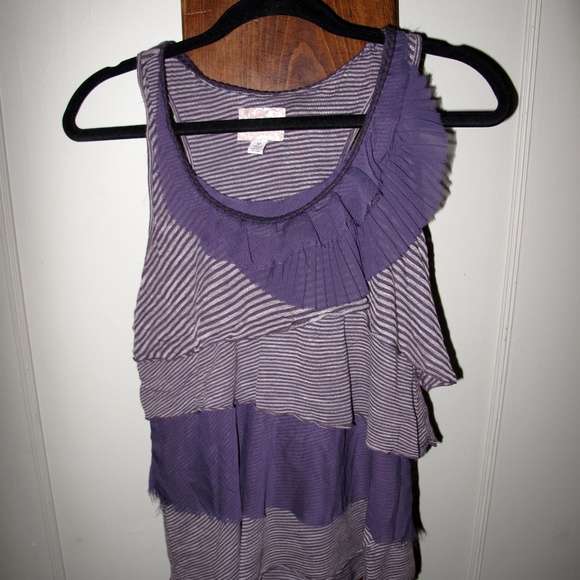 DELETTA ANTHROPOLOGIE Plum Purple Tiered Tank M - Picture 7 of 15